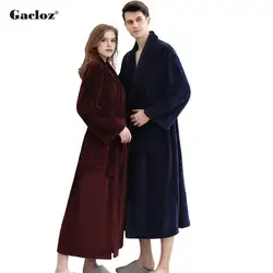 Gacloz Lovers Фланелевая Пижама Халат толстое кимоно халат для женщин и мужчин ночные халаты больших размеров 3XL банный Халат