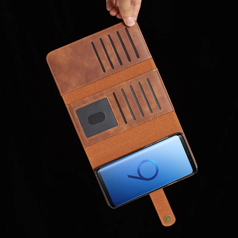 Ретро складывающийся втрое бумажник чехол для телефона для samsung Galaxy S8 S9 Plus Note 9 Флип Кожа Съемная крышка для samsung S7 Edge Note 8