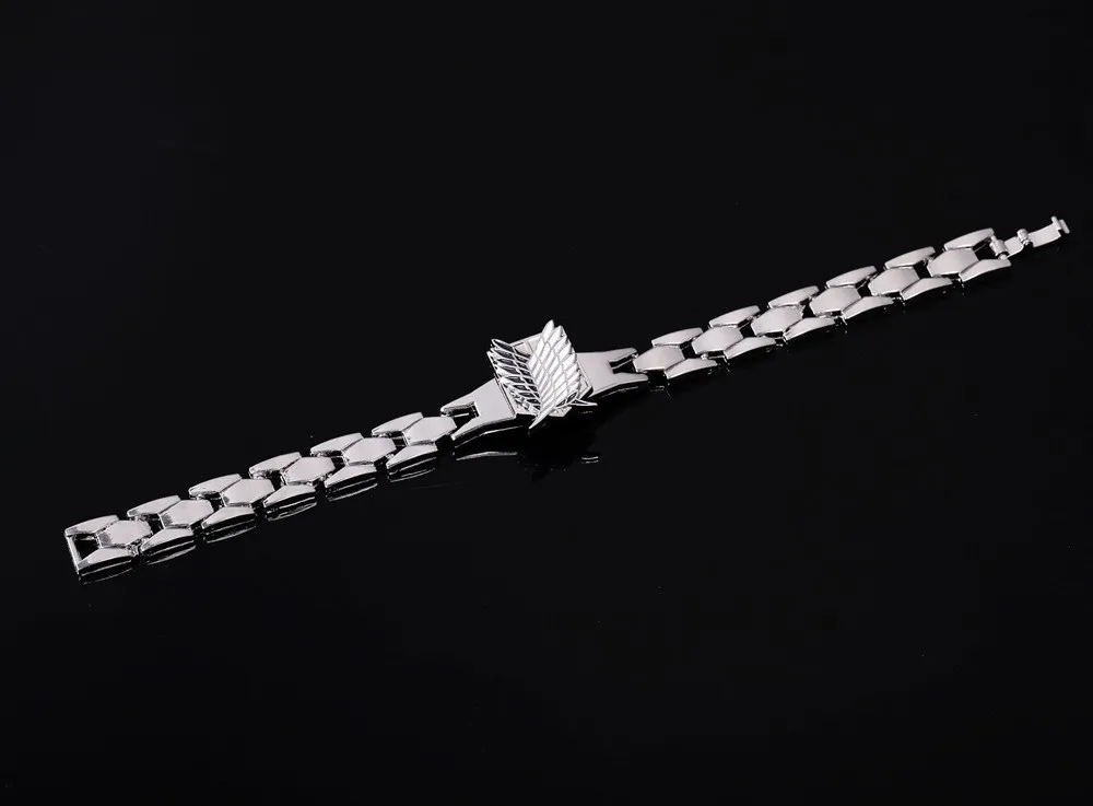 MOSU Горячая Аниме браслеты из сплава серебра атака на Титанов вращающийся логотип браслет косплей аксессуары металлический браслет Прямая поставка