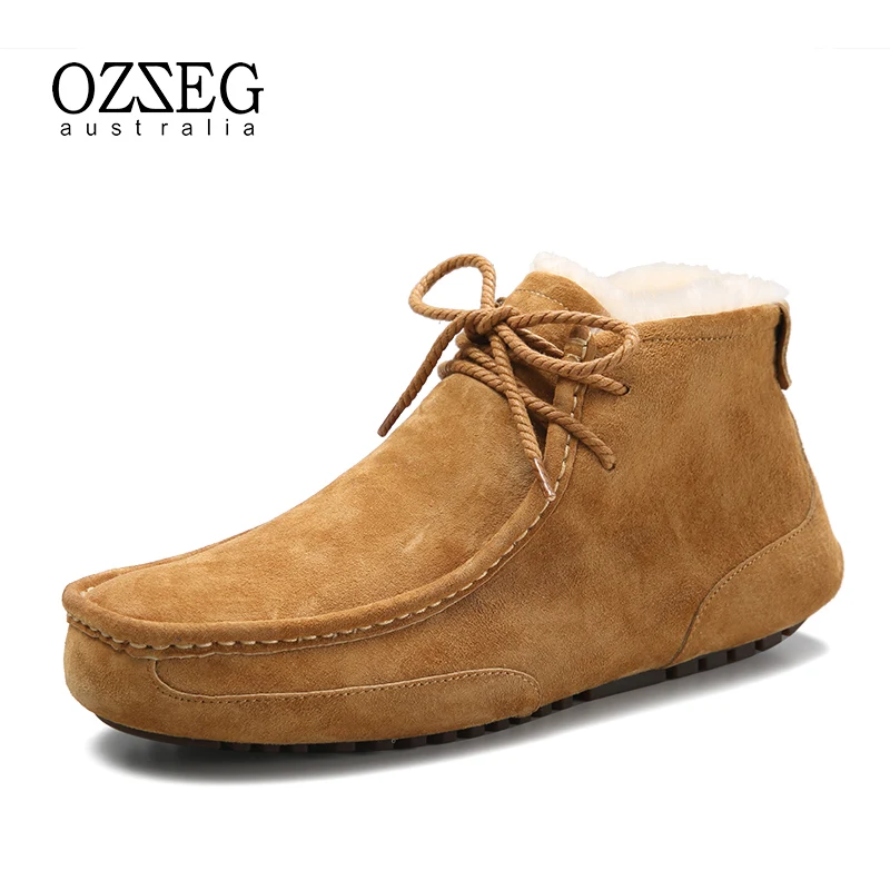 

Brand Casual Shoes Men Winter Warm Wool Fur Hand Made Shoes Top Quality Solid Lace-up Man Fashion Flat with Genuine Leather Shoe