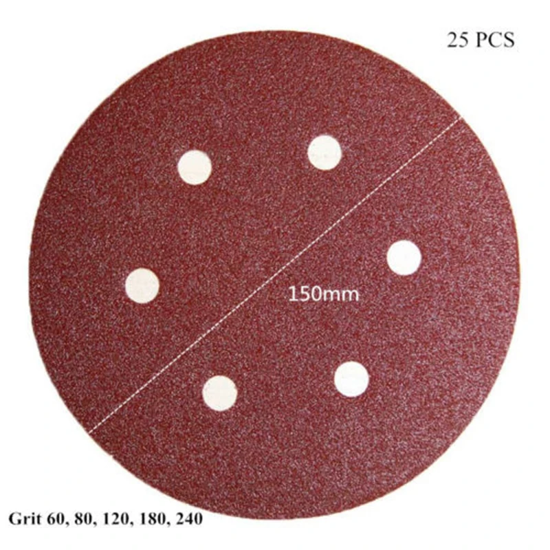 Шлифовальные дисковый крючок петли 60 80 120 180 240 крупы шлифовальная бумага абразивных 150 мм