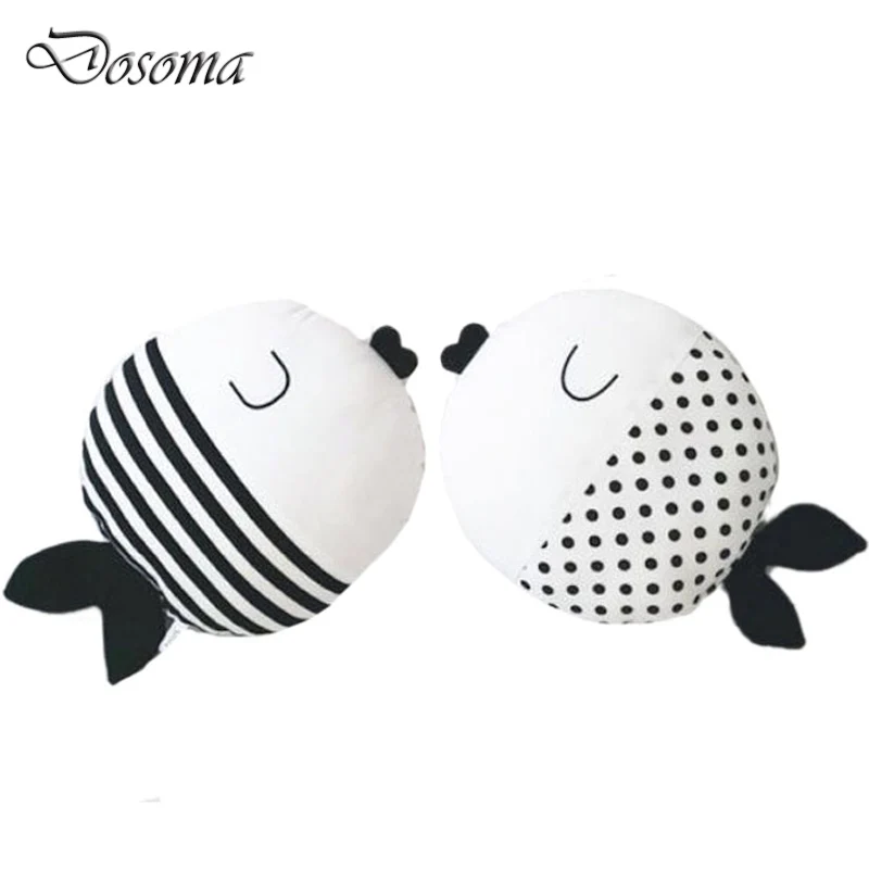 

Simple Black And White Fish Pillow Kiss Fish Polka Dot Fish Cushion Doll to Appease Accompany Sleep Doll Children's Room Decor