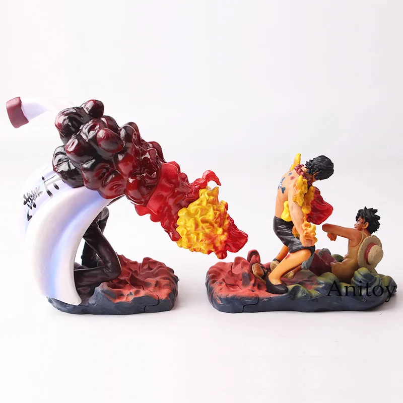 

Anime One Piece The Death Of Ace Summit War Luffy & Ace VS Sakazuki PVC Figure Collectible Model Toy 10-12.5cm
