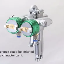 HVLP новейший тип двойное сопло пистолет-распылитель, подача под давлением пистолет-распылитель, нано хромированный распылитель краски, двойной пневматический распылитель