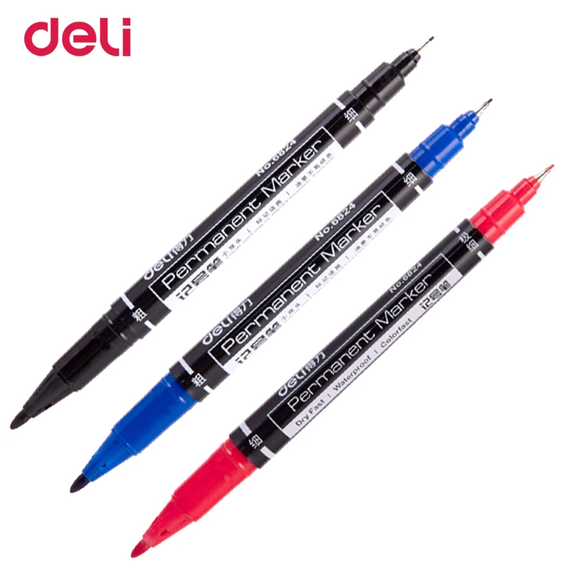 Deli 3pcs colored dual tip fast dry permanent oil marker pens for fabric tires quality waterproof fine point sharpie for drawing|pen for fabric|marker pen for fabricoil marker pen - AliExpress