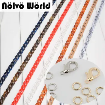 

14 Colors/10 pieces 60-120cm 24X17mm acrylic plastic bag chain silver/gold hook women never fade resin purse bag chain replace
