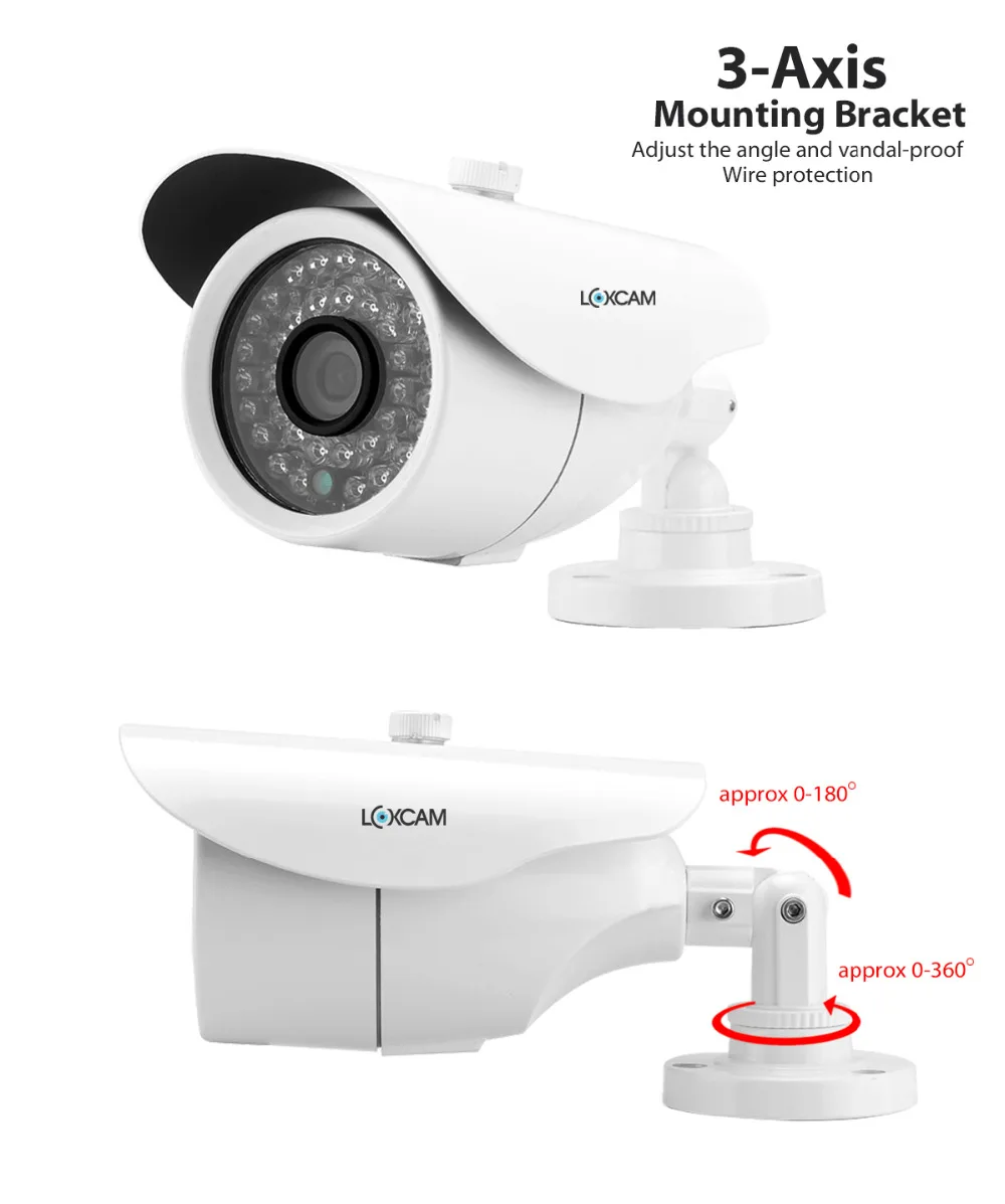 LOXCAM H.265+ 4CH 4MP CCTV система 4CH DVR комплект 3MP металлическая Водонепроницаемая наружная камера ночного видения AHD CCTV камера Система HDMI P2P