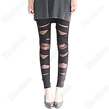 

Hot New Fashion Women's Legging Ripped Cut-out Bandage Sexy Pants Leggings Black 0JPA BCZZ