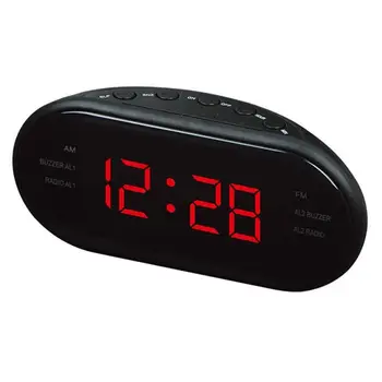 

VST VST-902 Fashion Modern AM/FM Led Clock Radio Electronic Desktop Alarm Clock Digital Table Clocks Snooze Function-25 US Plu