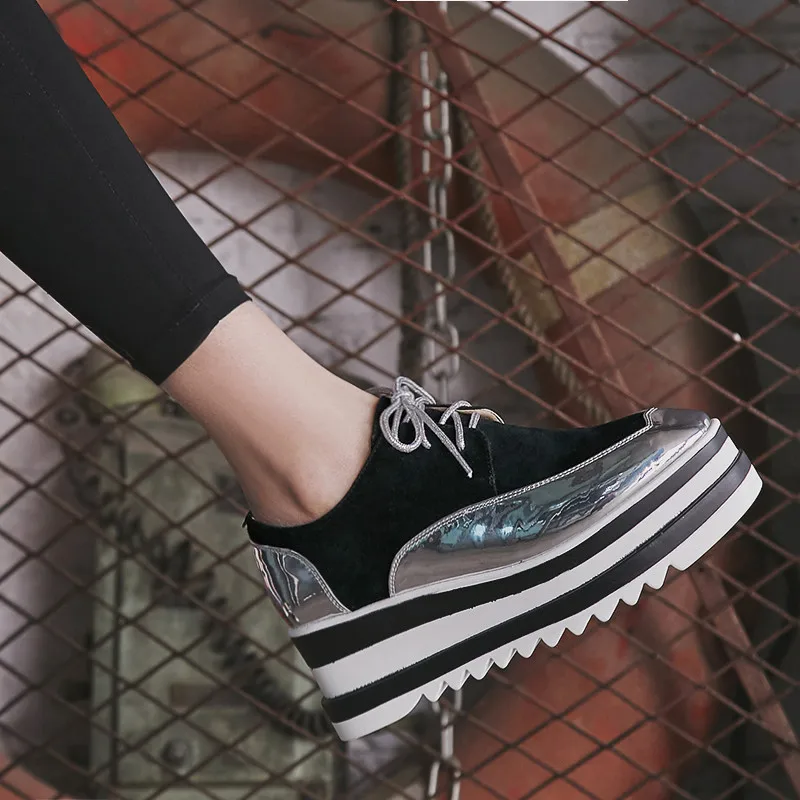 Dames Hauts 2018 Talons Black forme gray Femmes Chaussures Haute Printemps Plate Pompes Qualité Daim Naturel En A0RPxx