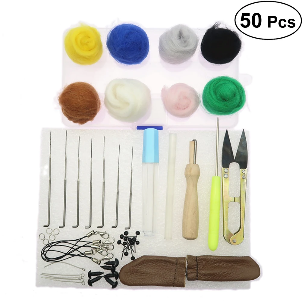 50pcs Wool Felting Needle Tool Set Assorted Wool Yarn Mat Starter Kit