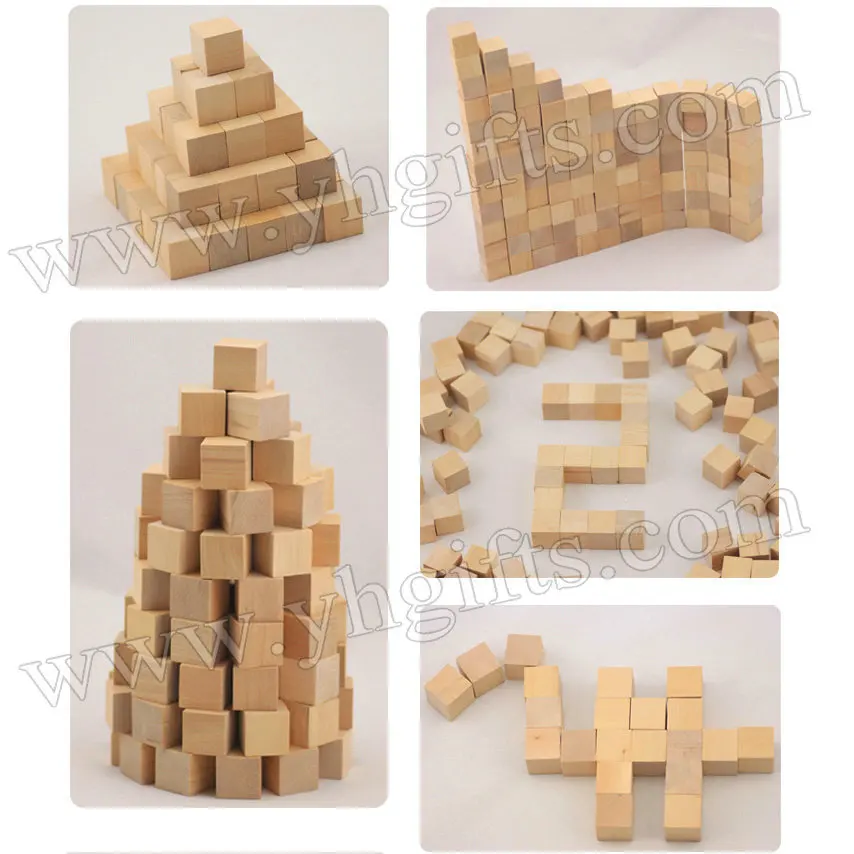 Made in USA 2.5 Inch Cube Natural Wood Toy Building Block SET OF EIGHT 