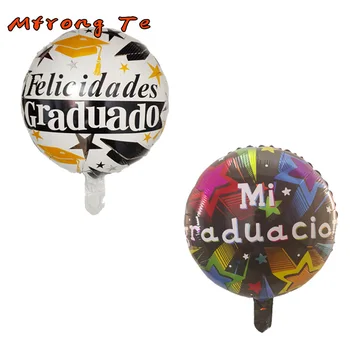

50pcs/lot 18inch Round Shape Spanish Congratulations Graduate Them Party Decoration Graduation Foil Helium Balloons Party Globos