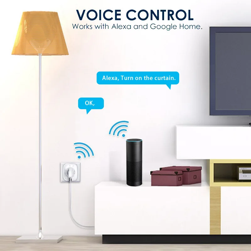 WIFI Electric Curtain Motor, Tuya smart life app /Remote Control vioce control via alexa echo and Google home for smart home