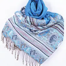 Светильник, Синяя Женская шаль, двусторонняя Пашмина, шелковая шаль шарф, Пчела WSA26