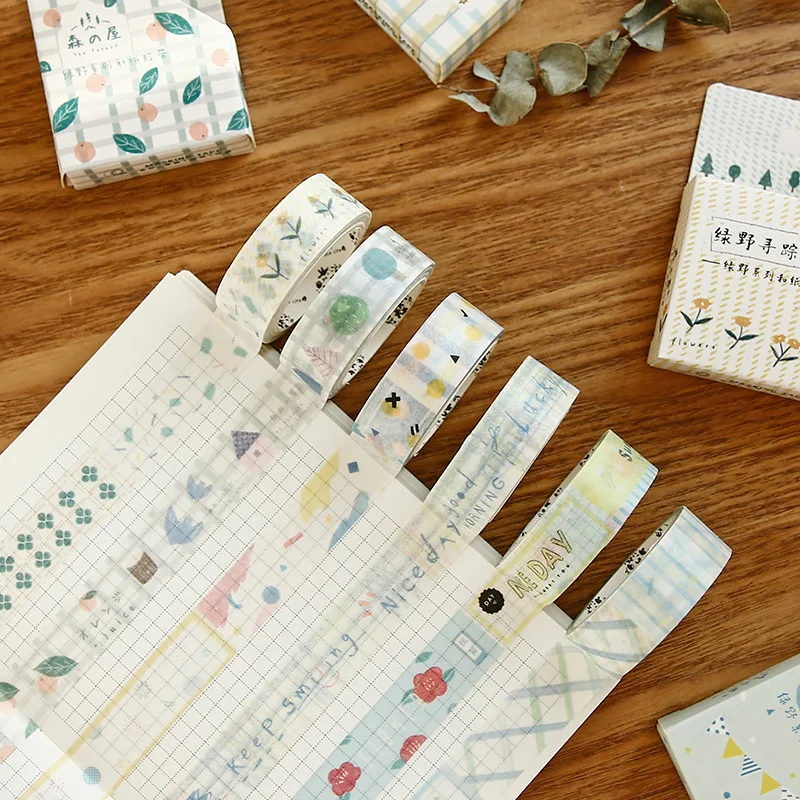 1 5 см Bullet Journal Flower Leaves Smiling васи клейкая лента DIY Скрапбукинг стикер этикетка