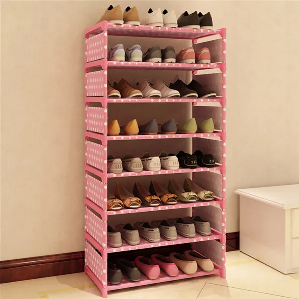 Новая модная обувь с узором шкаф для обуви стеллажи для хранения большой емкости домашняя мебель DIY простой 7 слоев#236471 - Цвет: Pink Point