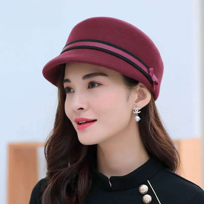 

2018 Wool Hats Woman Autumn And Winter Party Formal Hats England Lady All-match Equestrian Cap Pure Wool Felt Fedora Top Hat