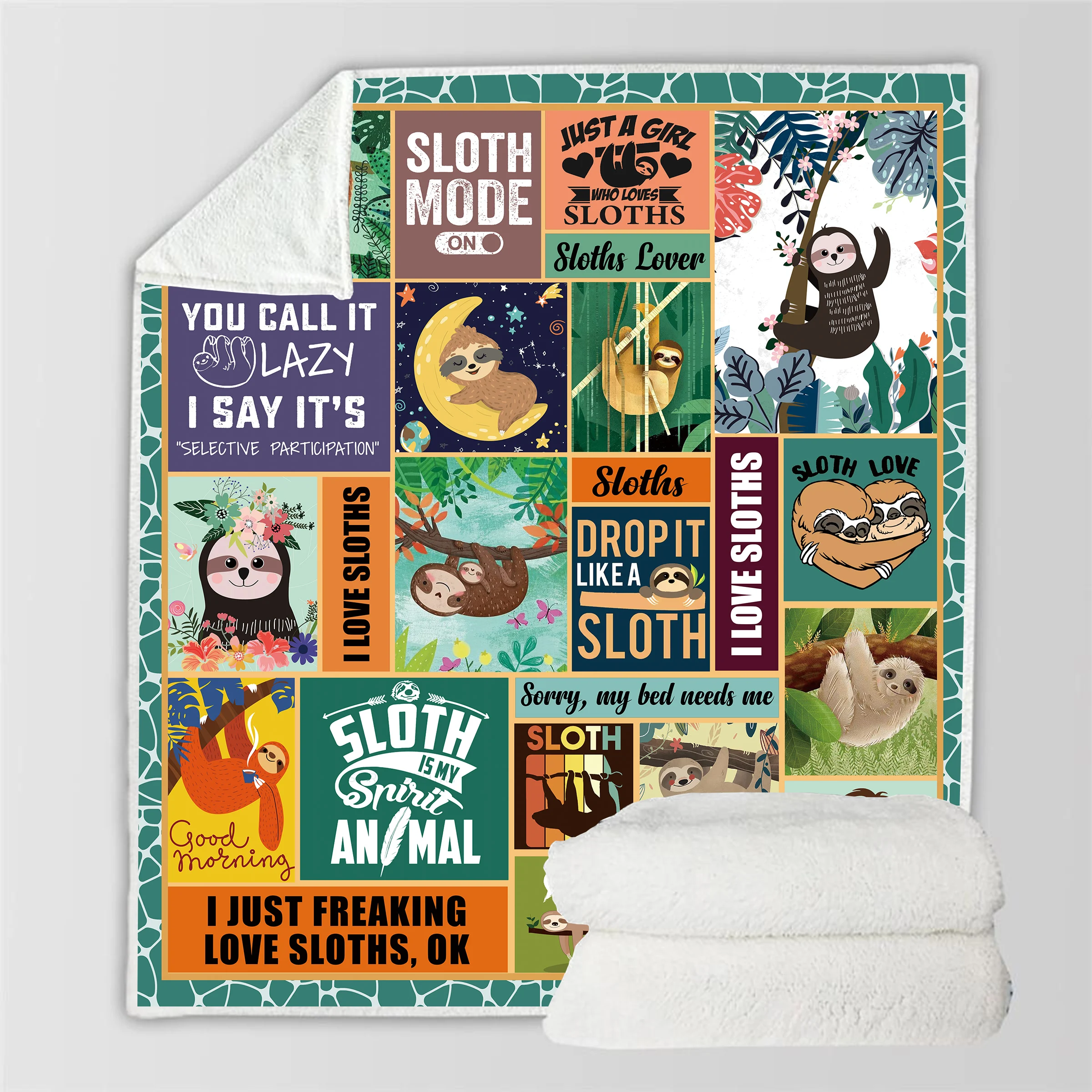 

3D Sloth Sherpa Blanket Back to School Scotland Pattern Custom Bed Sofa Printed Fleece Plush Throw Blanket Bedspread Blanket