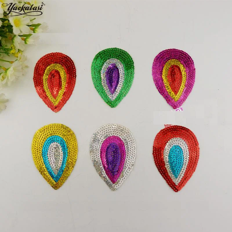 5 Pieces Sequined Flower Appliques Iron On Flower Patches Sequin  Embroidered Petals 8.5*6CM - AliExpress