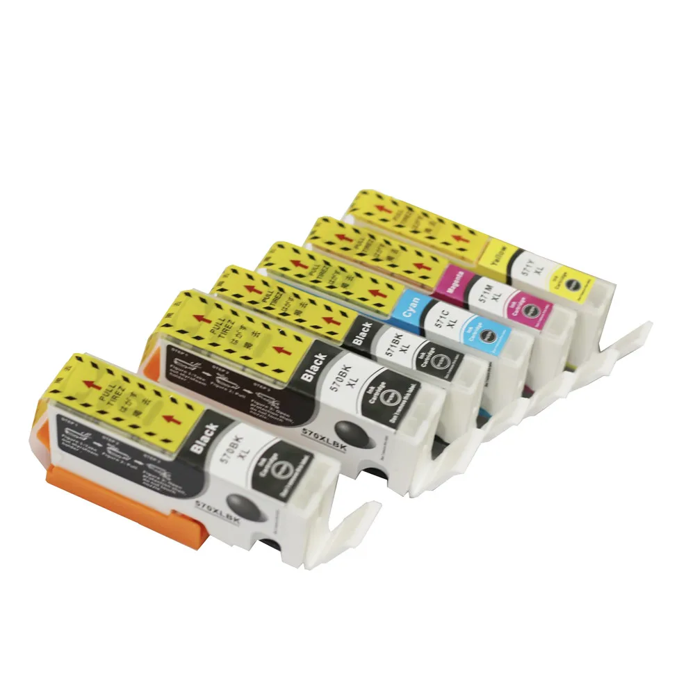 6 шт. PGI570XL CLI571XL совместимые картриджи для Canon Pixma MG6851 TS6050 TS5051 TS5053 TS7750 TS9050 TS8050