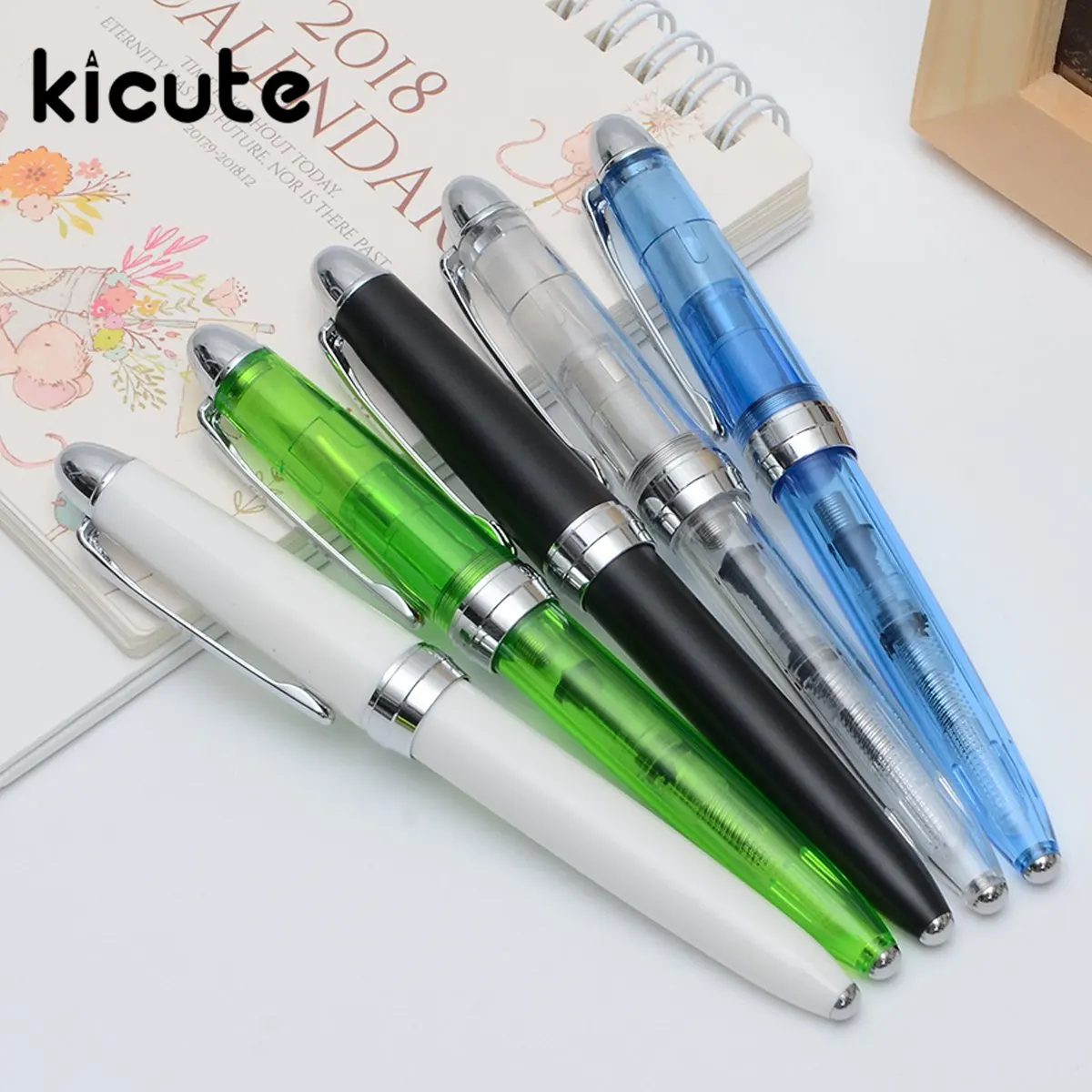 

Kicute 1pcs High Capacity 0.38mm Fine Nib Spiral Gallbladder Fountain Pen School Office Students Stationery Supplies for Writing