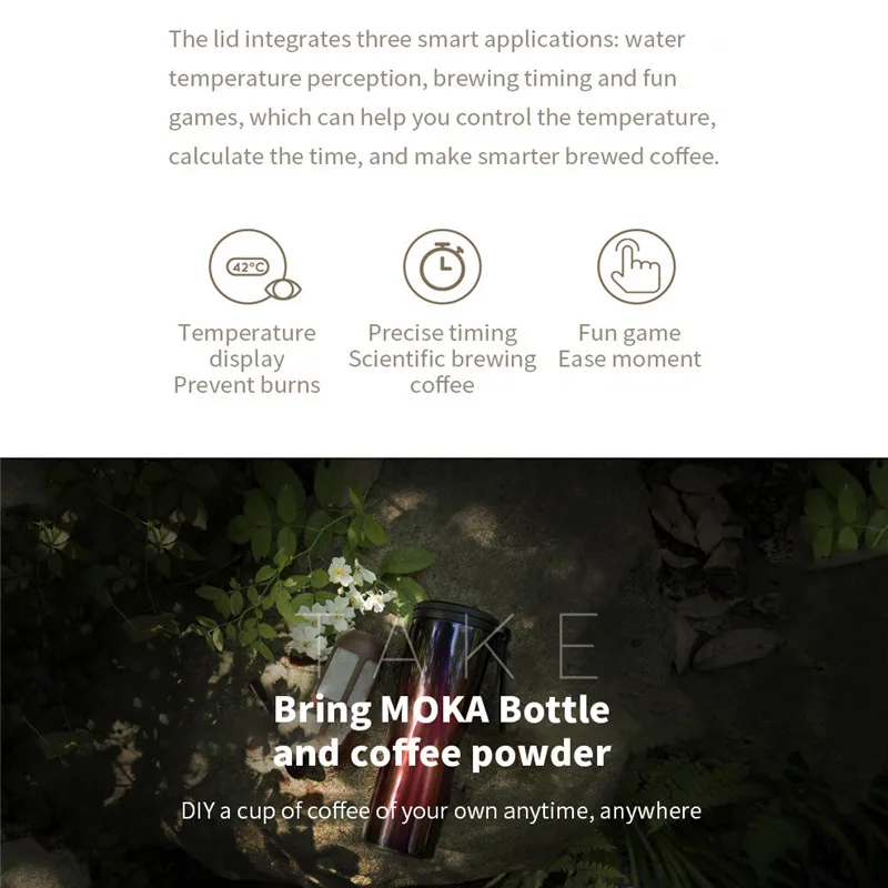 Xiaomi поцелуй рыбок умный термос из нержавеющей стали Чувствительный датчик температуры с кофеварка