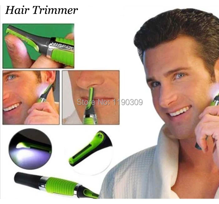 

Battery Powered Men Trimmer Shaver Hair Removal with LED Light barbeador men face care products Green Color