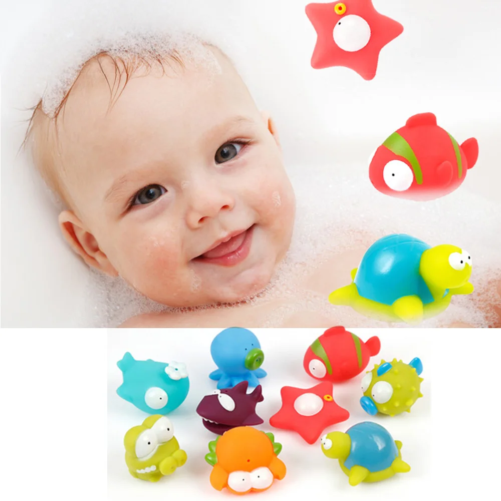 Детские резиновые игрушки для купания сжимаемые распыляющие игрушки поплавок водяная Ванна игра микс животные игрушки для плавания резиновые утки