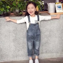 Детские брюки, хлопковые брюки на подтяжках, комбинезон для девочек, комбинезоны для девочек, штаны для маленьких девочек, рост 90-160 см