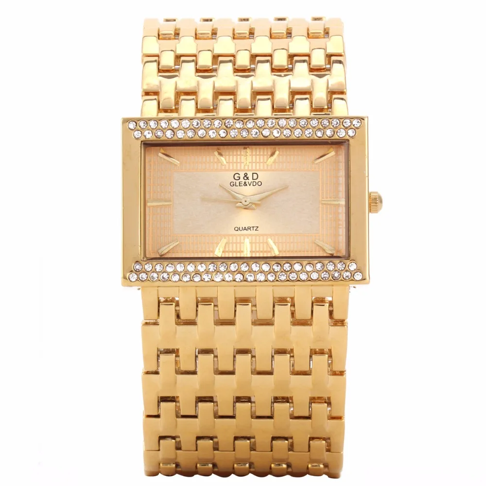 G& D золотые роскошные женские часы-браслет, кварцевые наручные часы, стразы, ЖЕНСКИЕ НАРЯДНЫЕ часы, Relogio Feminino, подарок на год
