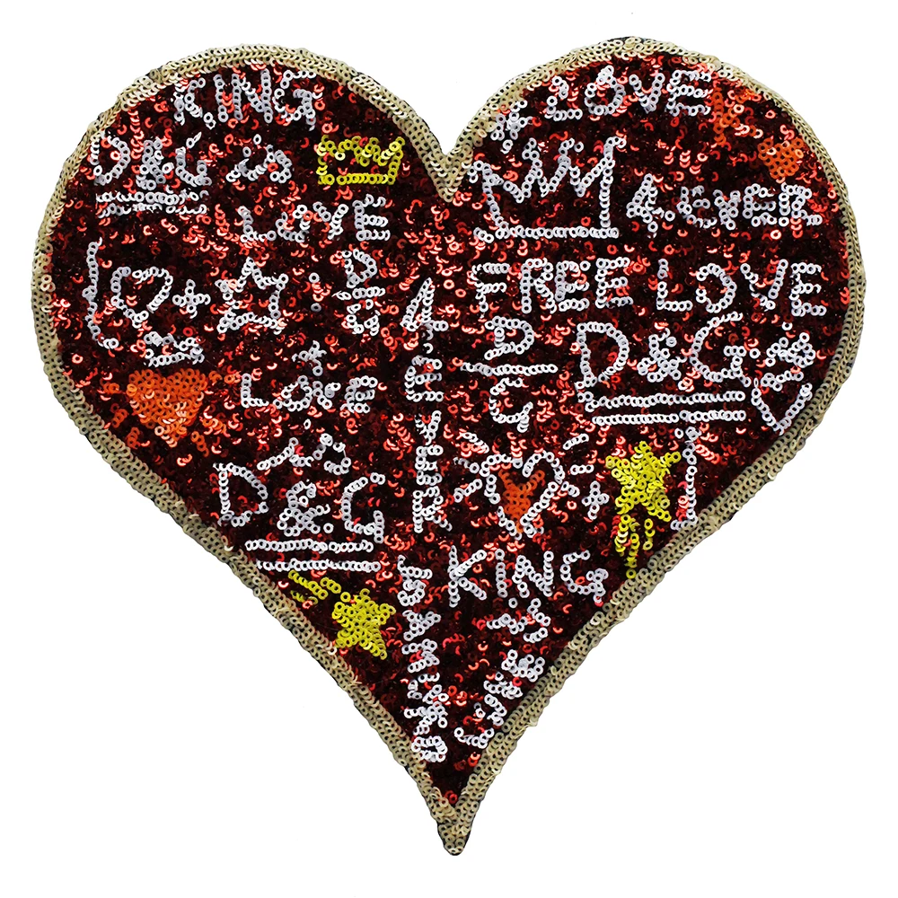 

10pieces Sequin Love Heart Fabric Patches Embroidery Paillette Applique Sew on T-shirt Bags DIY Sewing Accessories TH1051