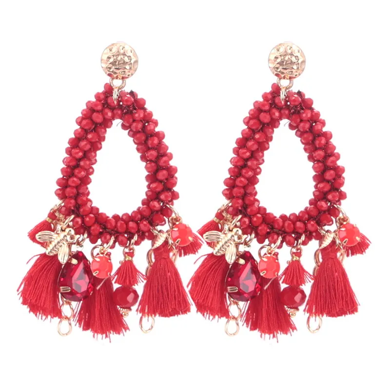 Sehuoran Boho массивные серьги, дизайн, геометрические серьги для женщин, Висячие серьги, висячие серьги, богемное ювелирное изделие - Окраска металла: E0577 Red