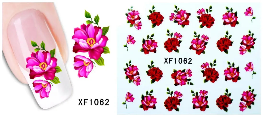 Цветочный дизайн переводные наклейки для ногтей переводные наклейки для девушек и женщин инструменты для маникюра обертывания для ногтей наклейки XF1063