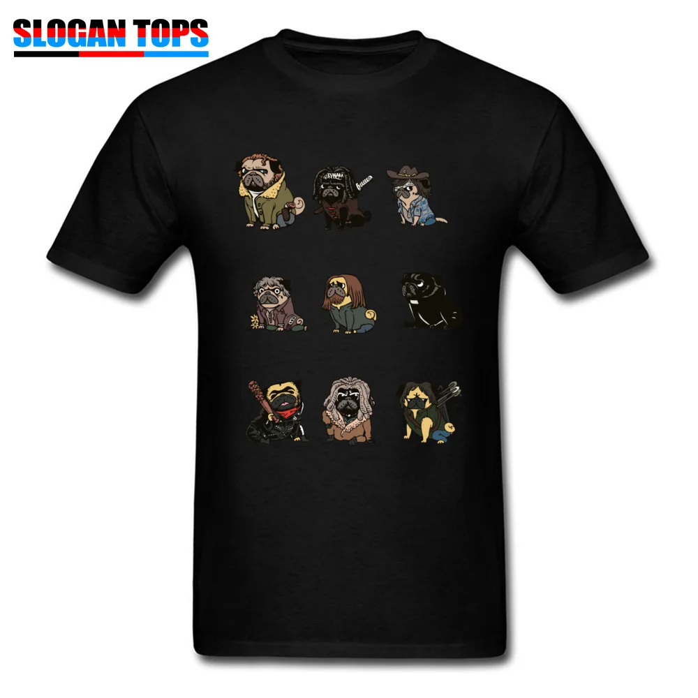 Normal The Walking Pug O-Neck T Shirt Summer/Fall Tees Short Sleeve for Men Funny 100% Cotton Fabric Funny T-shirts The Walking Pug black