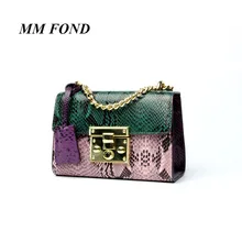 MM FOND спилок Женская мода весло дизайн леди сумка на плечо шикарный питон стильная девушка сумка через плечо patchwork191
