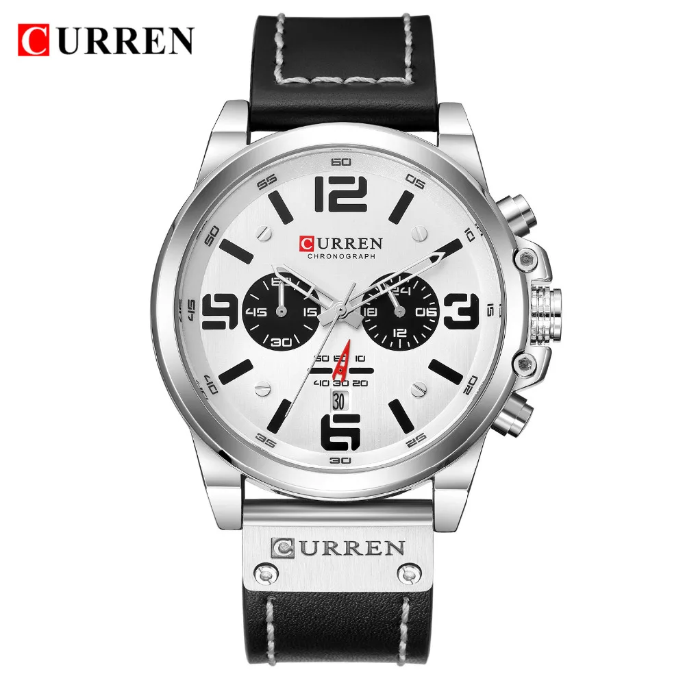 

2018 Relogio Masculino Mens Watches Top Brand Luxury Men Military Sport Wristwatch Leather Quartz Watch erkek saat curren 8314