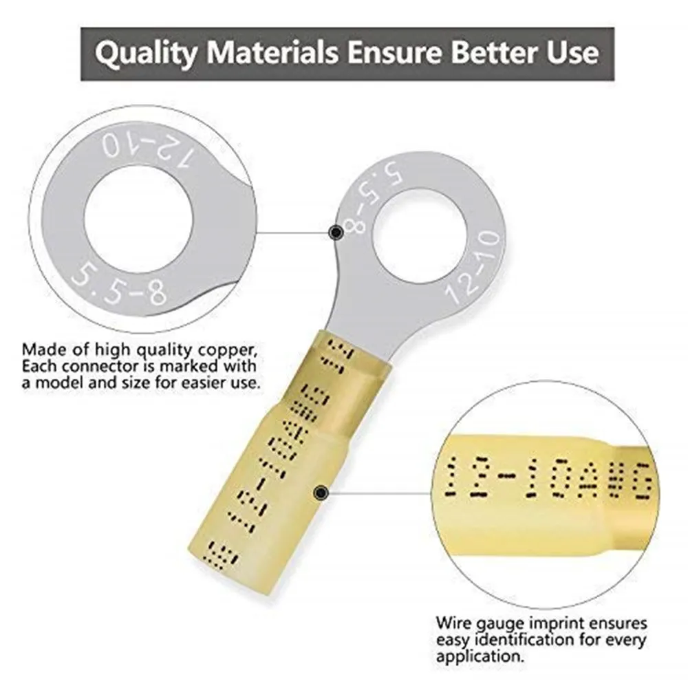 270 шт. Термоусадочные Провода Соединительный комплект с электрической изоляцией обжимное кольцо Стыковая Лопата водонепроницаемые морские автомобильные клеммы