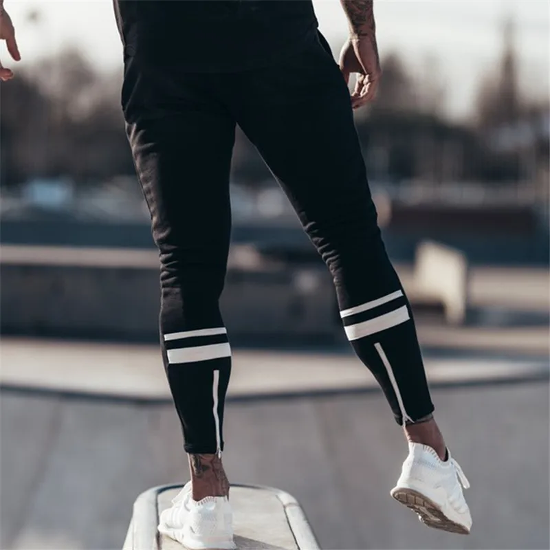Мужские спортивные штаны из хлопка однотонные брюки для фитнеса повседневные