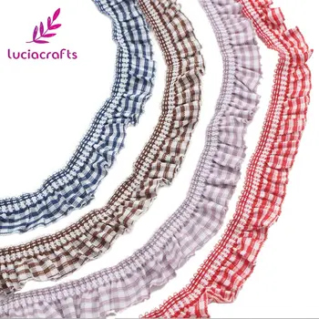 

SALE 20mm Elastic Plaid Printed Lace Trim Ribbons For Garment Headdress DIY Sewing Accessories 2yards/4yards/lot P0409