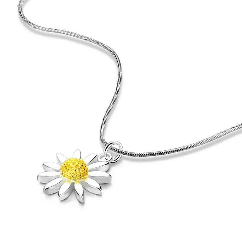 

New fashion beautiful sunflowers jewelry, women solid 925 sterling silver necklace. Gold and silver flower pendant necklace gift