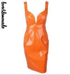 Love& Lemonade черный светильник с v-образным вырезом Вечерние платья черный/оранжевый LM0180 - Цвет: Оранжевый