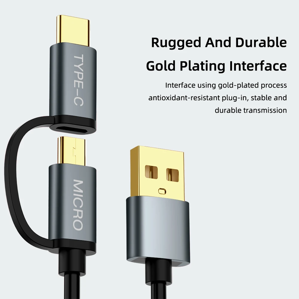 2 в 1 4A USB кабель Micro usb type C кабель для быстрой зарядки USB-C для samsung S9 S8 huawei P20 Xiaomi Mi6 Быстрая зарядка USB кабель