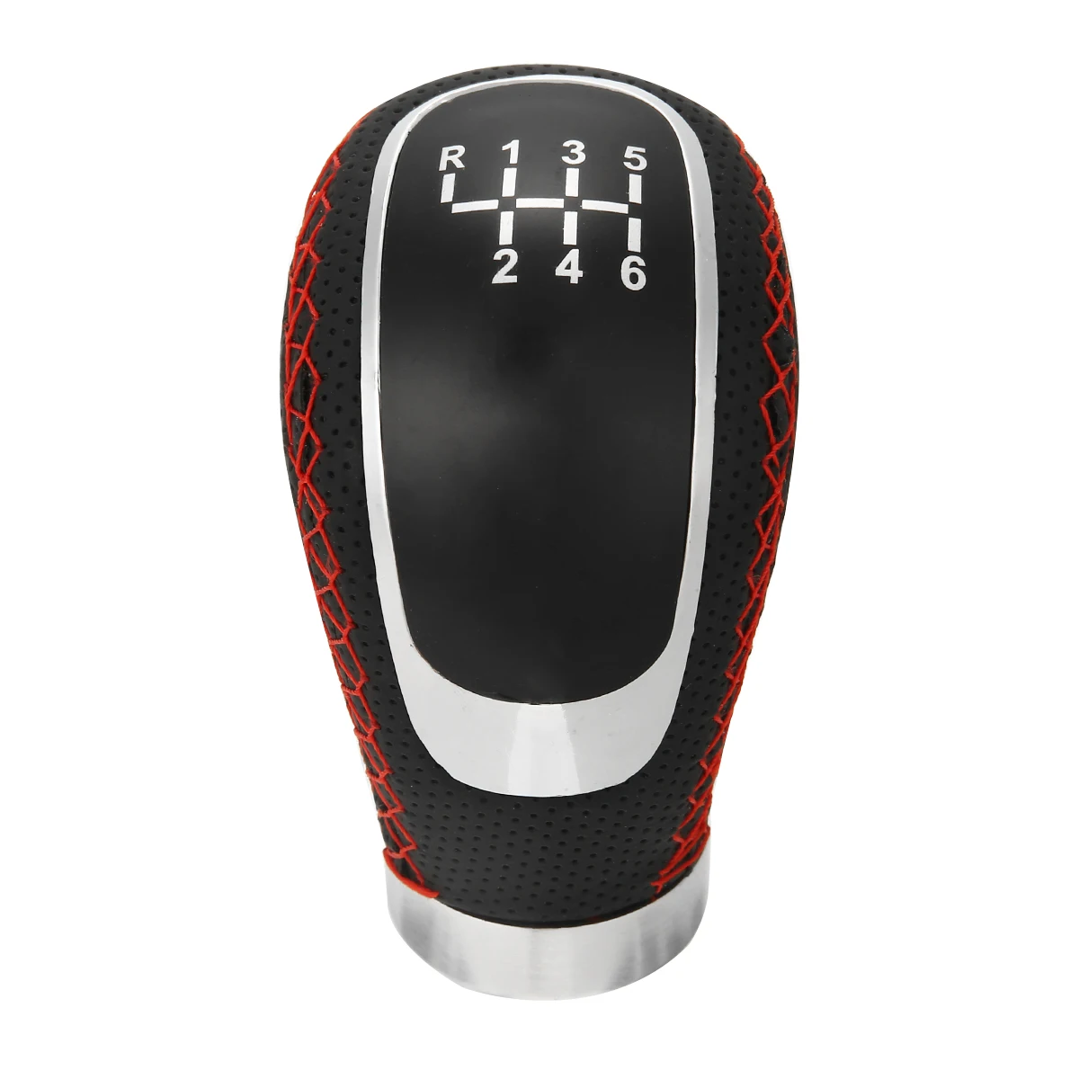 5 6 Speed Genuine PU Leather Gearshift Universal Replacement Manual Car Gear Stick Shift Knob Set 96x50mm