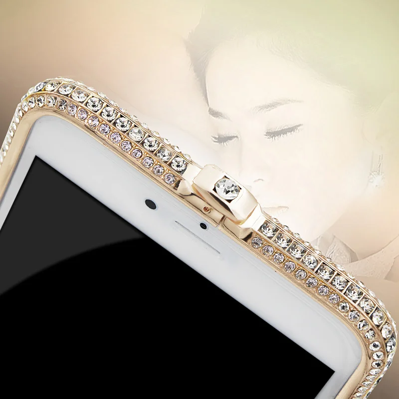 Роскошный Алюминиевый металлический чехол-бампер с алмазами чехол для iPhone 6 6S 7 8 Plus X 11 чехол модный красивый со стразами Хрустальная корона чехол s - Цвет: Gold