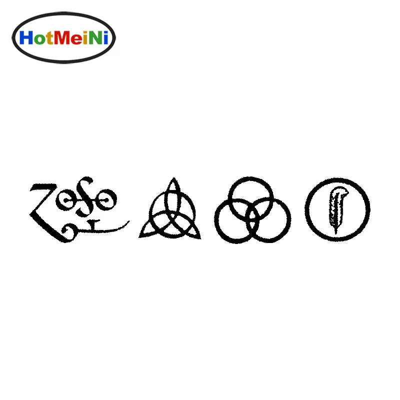 

HotMeiNi 25*5cm All 4 Led Zeppelin Runes Decal Vinyl Window Car Sticker Truck JDM Rock Music Styling Accessories Black/Sliver