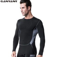 Ganyanr бренд бег Костюмы для Для мужчин майка Фитнес сжатия рубашка с длинным рукавом человек сухой подходят Для мужчин Бег Рубашки для мальчиков бодибилдинг