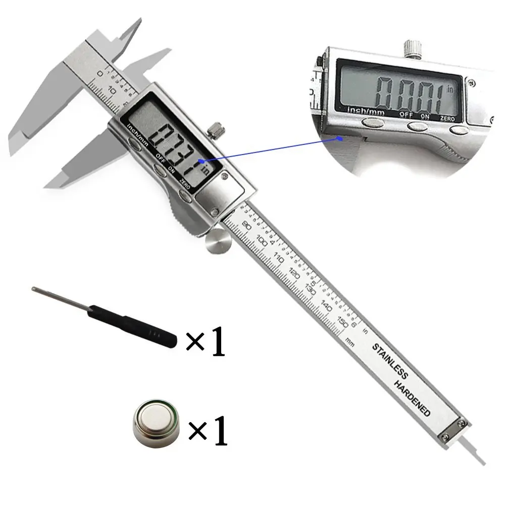 Высокоточный электронный цифровой штангенциркуль 6 дюймов 150 мм из нержавеющей стали, металлический микрометр, измерительный инструмент