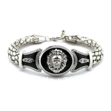 New Hot-selling Celebrity Style Lion Head Charms with Rope Chain Bracelet Rhodium Plating Free Shipping