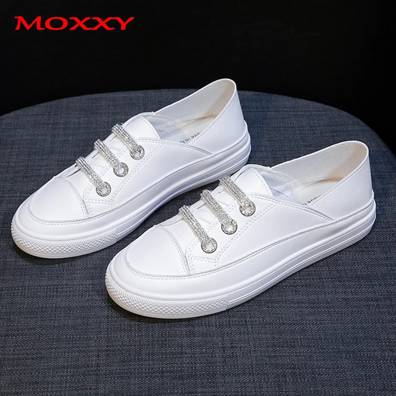 

2019 New Fashion Leather Canvas Shoes Woman Ladies Slip On Flat White Sneakers Women Casual Female designer scarpe donna sapatos